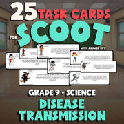 Disease Transmission SCOOT TASK CARDS Science Game - No Prep Grade 9 Review