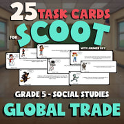 Global Trade SCOOT TASK CARDS Socials Game - No Prep Grade 5 Review Activity