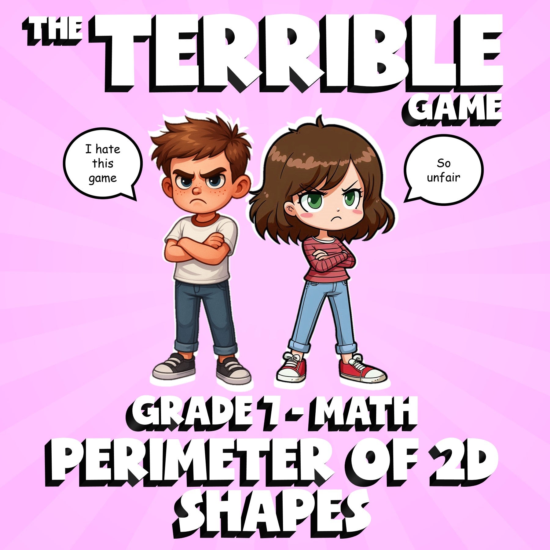 Perimeter of 2D Shapes THE TERRIBLE GAME - No Prep Grade 7 Math Review Activity