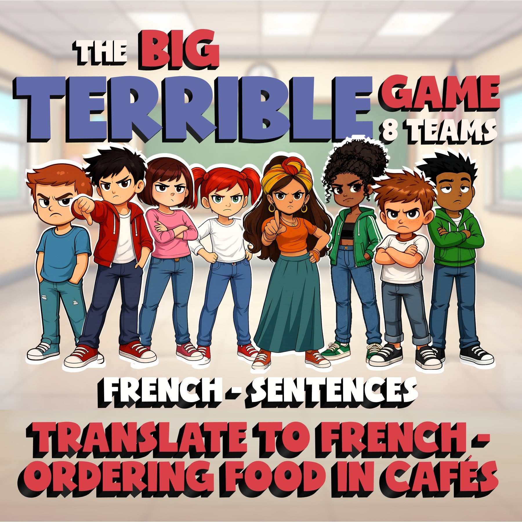 Translate to French - Ordering Food in Cafés BIG TERRIBLE GAME - French Exercise
