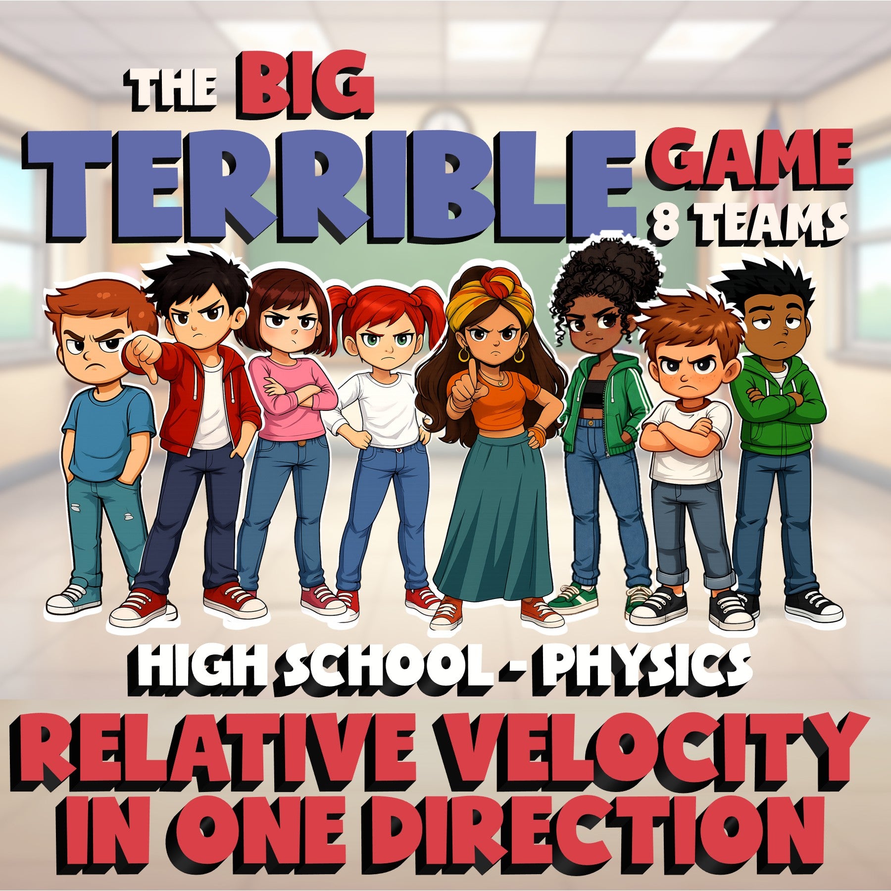 Relative Velocity in One Direction BIG TERRIBLE GAME - Physics Science Review