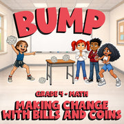 Making Change with Bills and Coins BUMP Math Game - No Prep Grade 4 Review