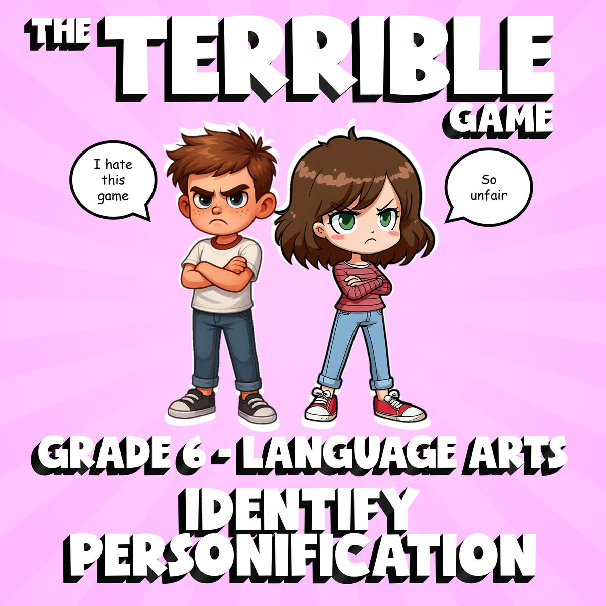 Identify Personification THE TERRIBLE GAME - No Prep Grade 6 ELA Review Activity