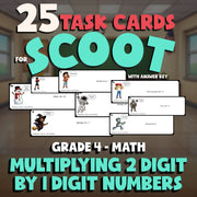 Multiplying 2 Digit by 1 Digit Numbers SCOOT TASK CARDS Math Game - Grade 4