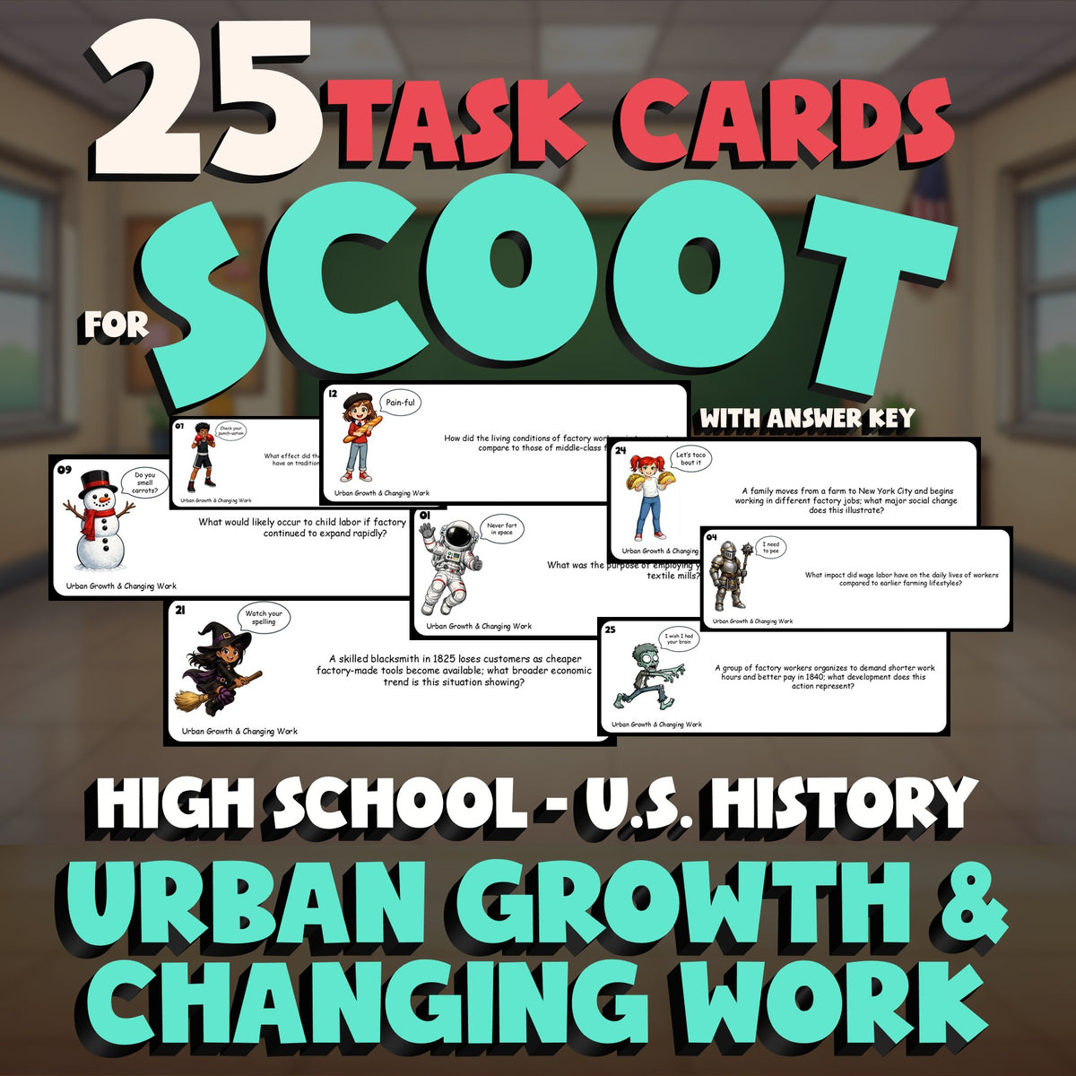 Urban Growth & Changing Work SCOOT TASK CARDS U.S. History Game - No Prep Review