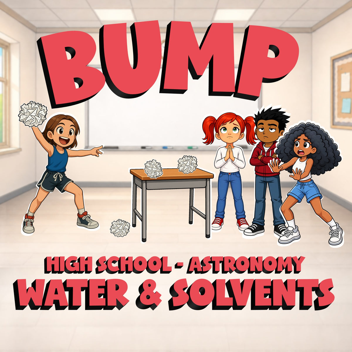Water & Solvents BUMP Science Game - No Prep Astronomy Review Activity