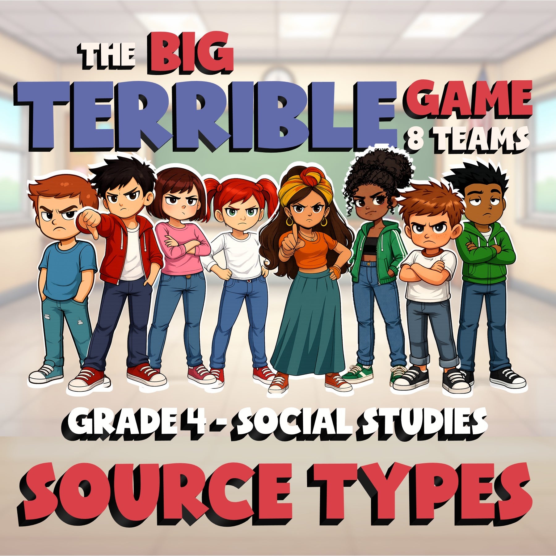 Source Types BIG TERRIBLE GAME - No Prep Grade 4 Socials Review Activity