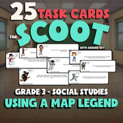 Using a Map Legend SCOOT TASK CARDS Socials Game - No Prep Grade 3 Review
