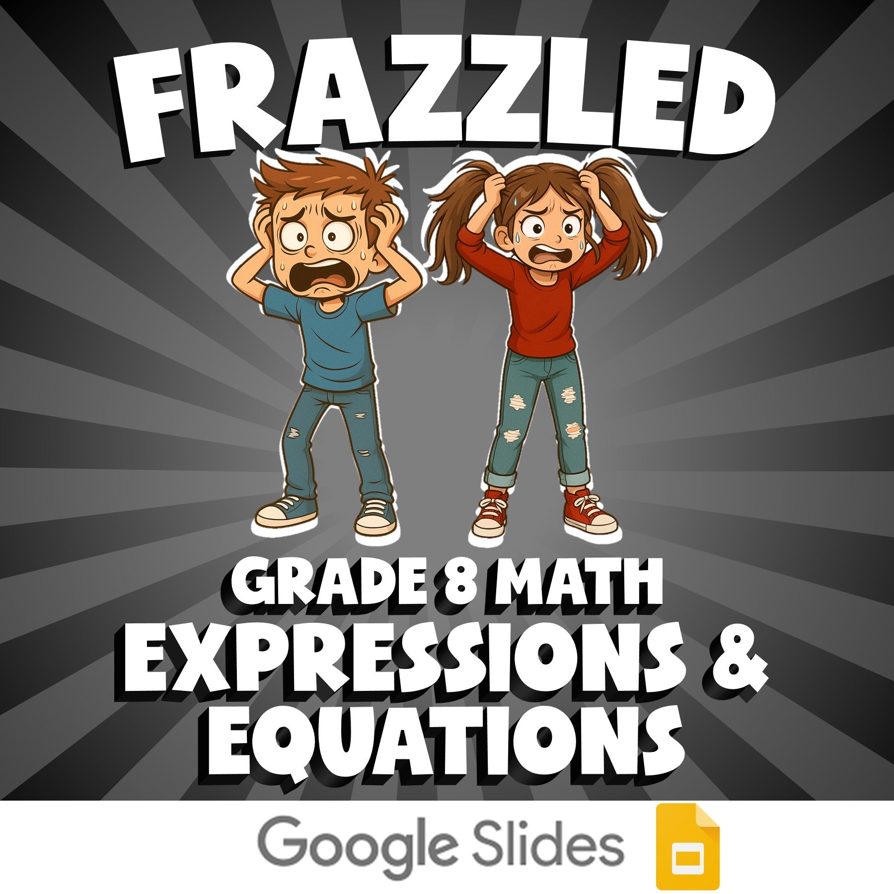 Expressions & Equations FRAZZLED Math Game - No Prep Grade 8 Review Activity