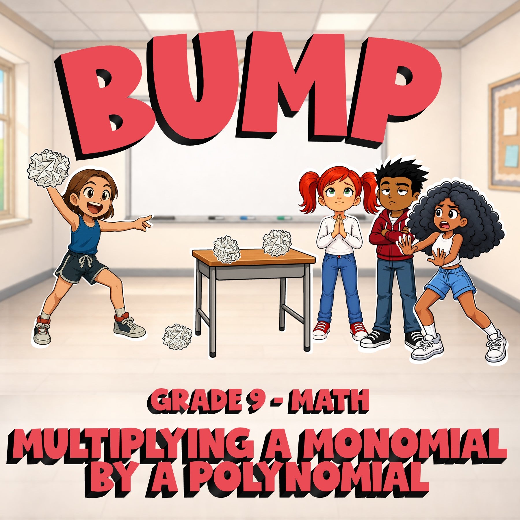 Multiplying a Monomial by a Polynomial BUMP Math Game - No Prep Grade 9 Review