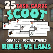 Rules vs Laws SCOOT TASK CARDS Socials Game - No Prep Grade 3 Review Activity
