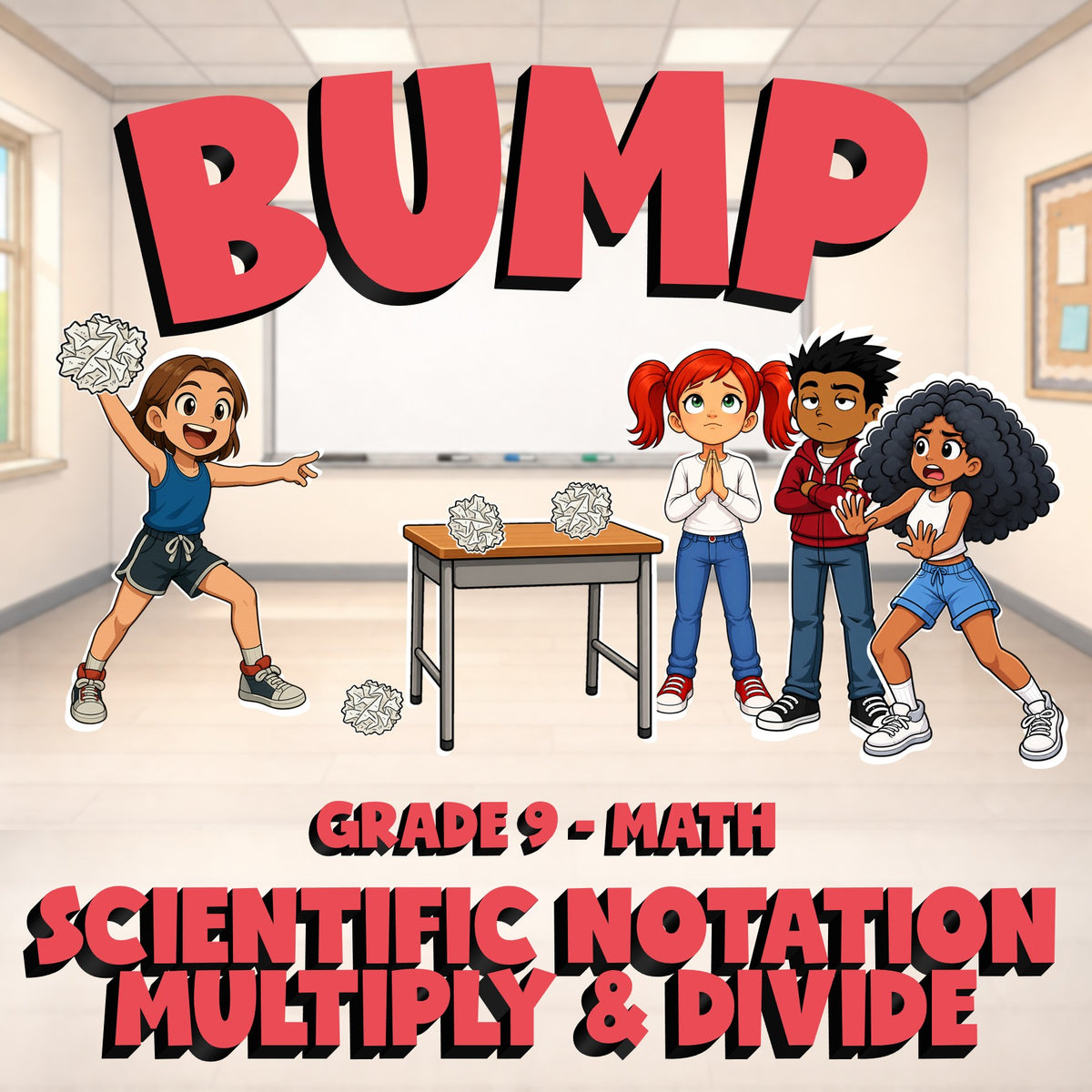 Scientific Notation Multiply & Divide BUMP Math Game - No Prep Grade 9 Review