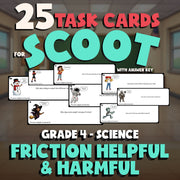 Friction Helpful & Harmful SCOOT TASK CARDS Science Game - No Prep Grade 4