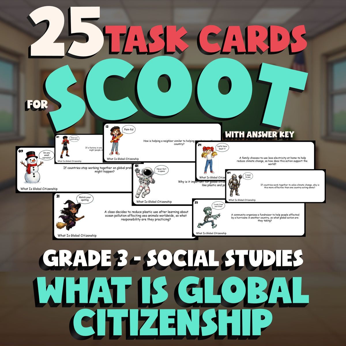 What Is Global Citizenship SCOOT TASK CARDS Socials Game - No Prep Grade 3