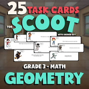 Geometry SCOOT TASK CARDS Math Game - No Prep Grade 3 Review Activity