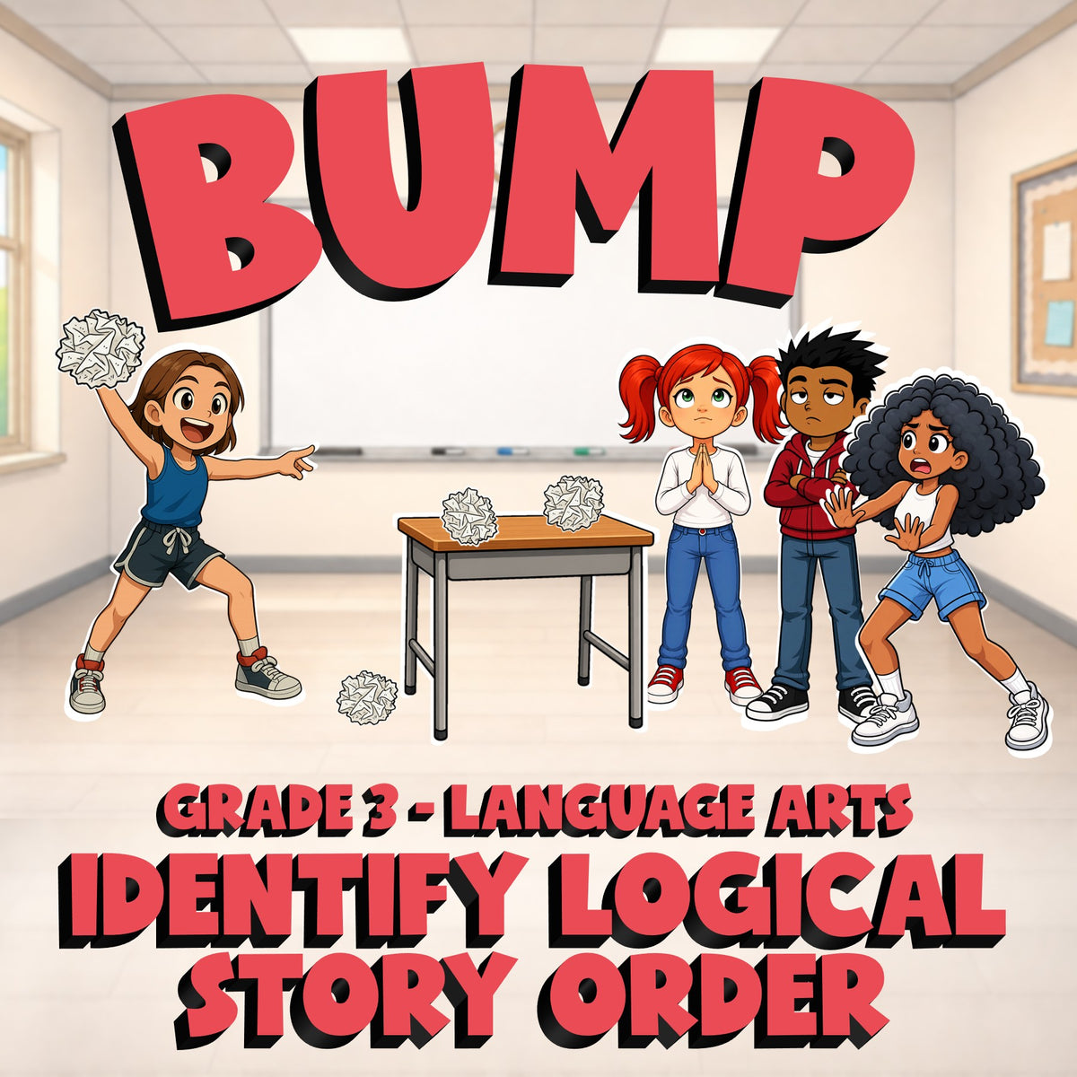 Identify Logical Story Order BUMP ELA Game - No Prep Grade 3 Review Activity