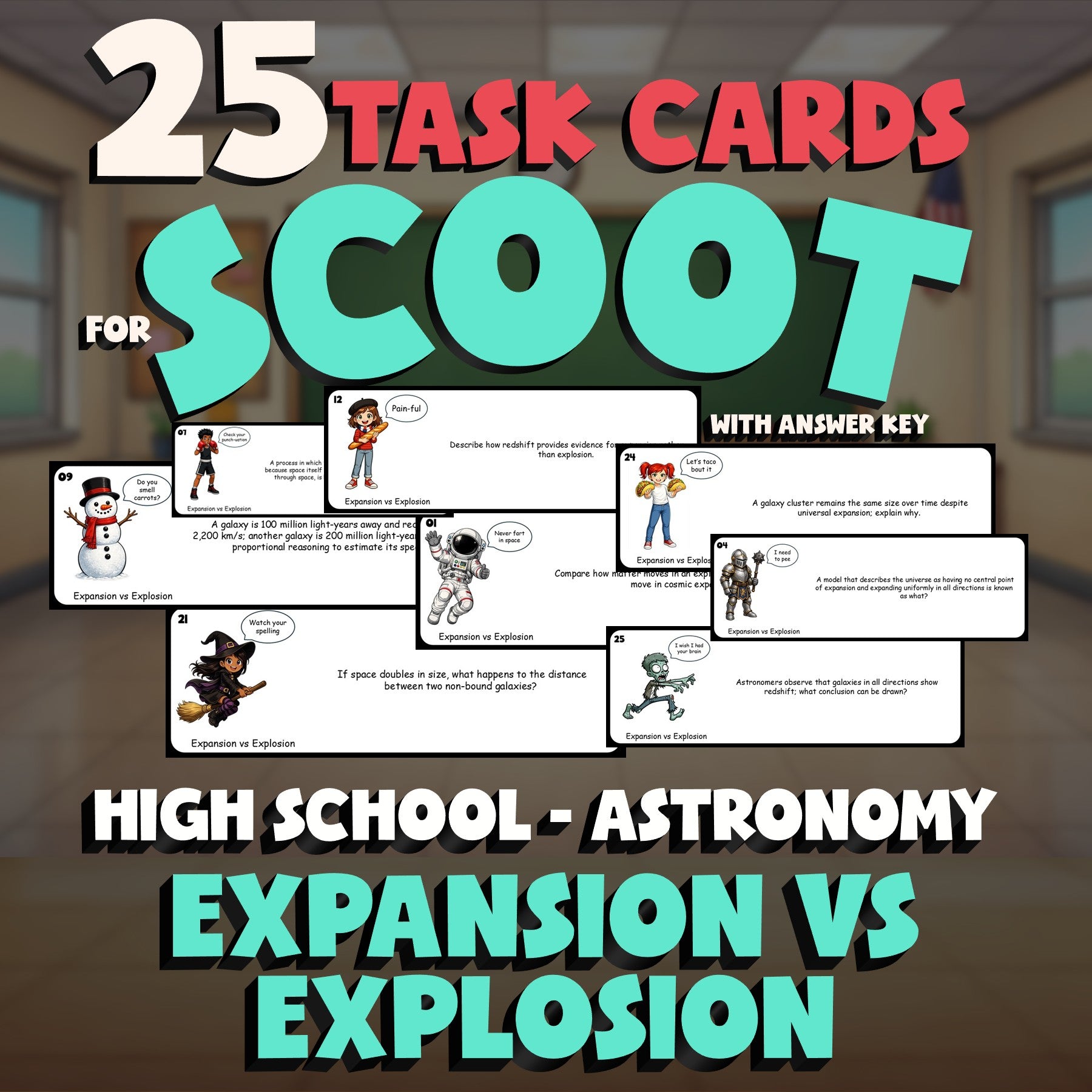 Expansion vs Explosion SCOOT TASK CARDS Science Game - No Prep Astronomy Review