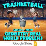 Geometry Real World Problems TRASHKETBALL Math Game - No Prep Grade 6 Review