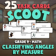 Classifying Angles by Measure SCOOT TASK CARDS Math Game - No Prep Grade 9