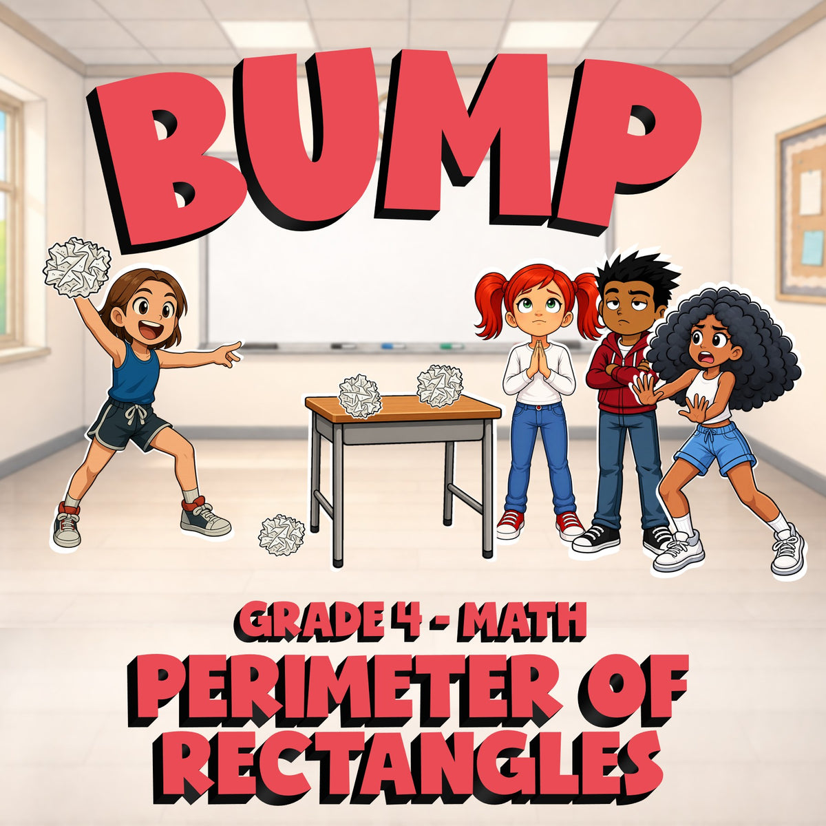 Perimeter of Rectangles BUMP Math Game - No Prep Grade 4 Review Activity