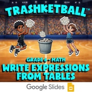 Write Expressions from Tables TRASHKETBALL Math Game - No Prep Grade 6 Review