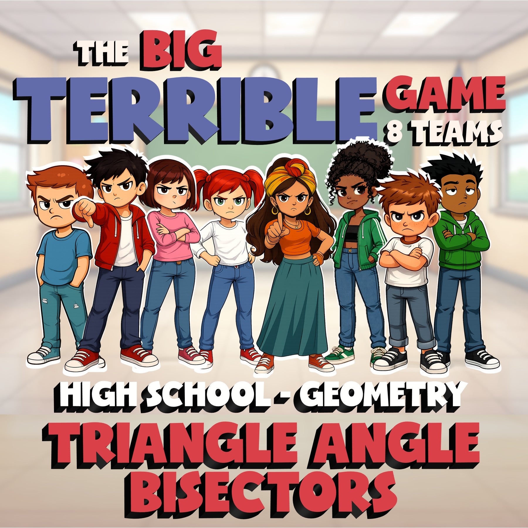 Triangle Angle Bisectors BIG TERRIBLE GAME - No Prep Geometry Math Review