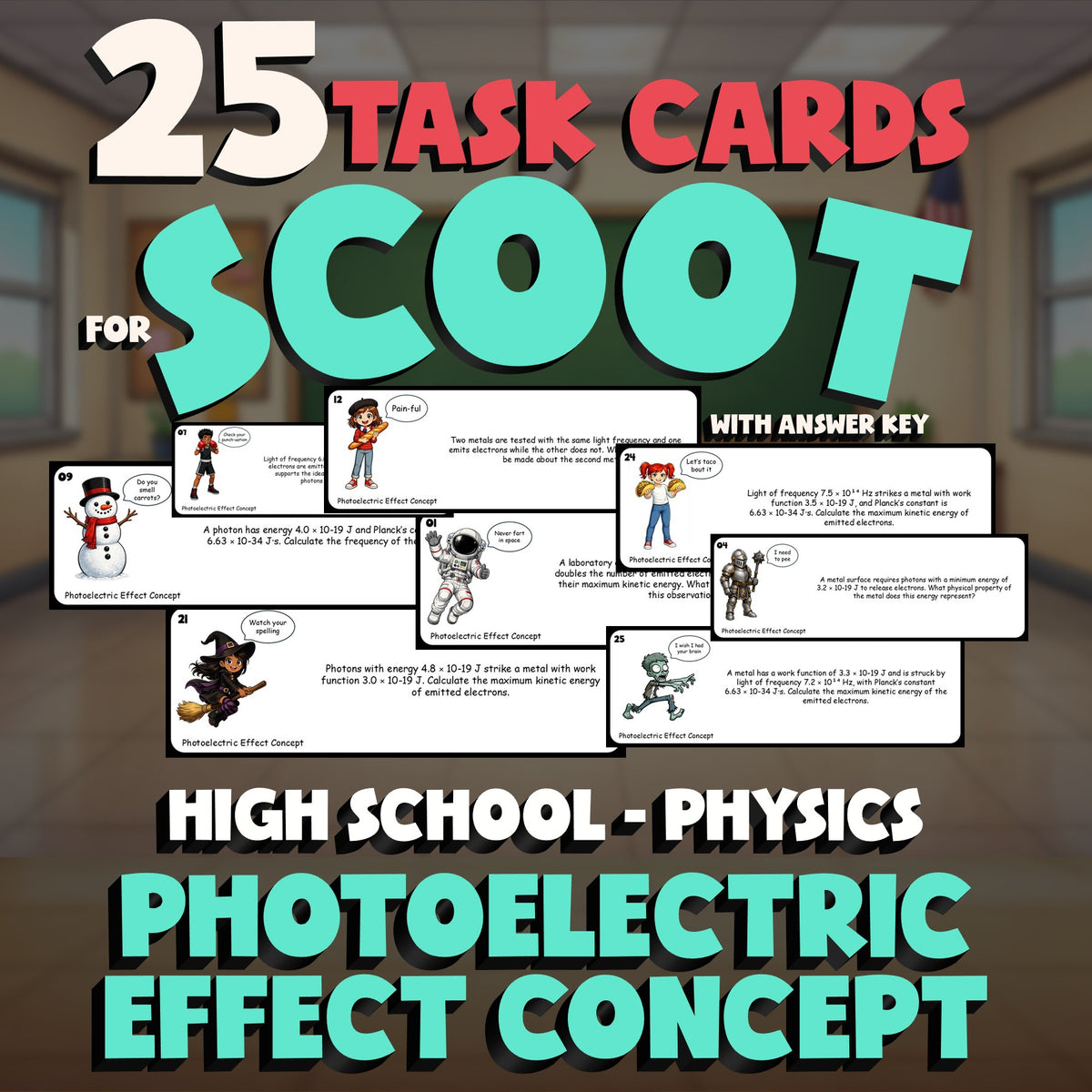 Photoelectric Effect Concept SCOOT TASK CARDS Science Game - No Prep Physics