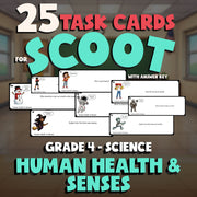 Human Health & Senses SCOOT TASK CARDS Science Game - No Prep Grade 4 Review
