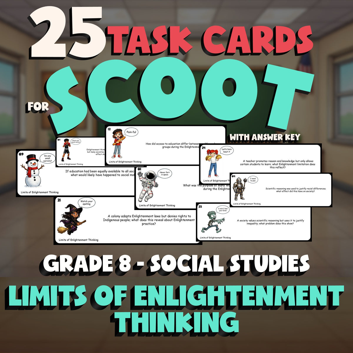 Limits of Enlightenment Thinking SCOOT TASK CARDS Socials Game - No Prep Grade 8
