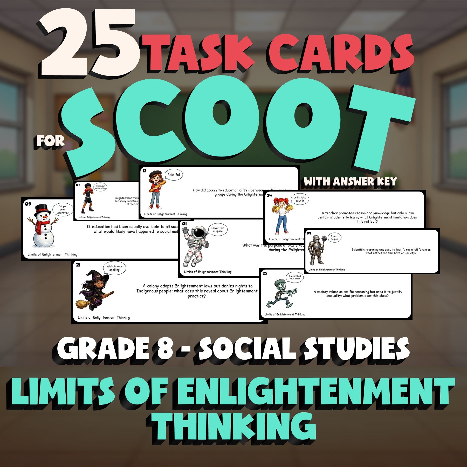 Limits of Enlightenment Thinking SCOOT TASK CARDS Socials Game - No Prep Grade 8