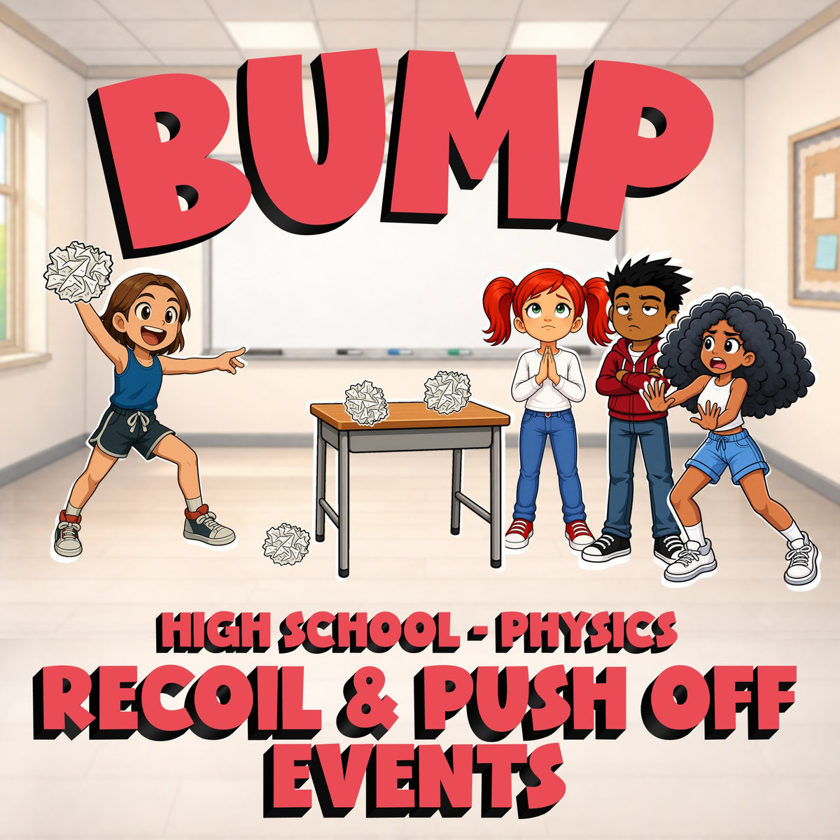 Recoil & Push Off Events BUMP Science Game - No Prep Physics Review Activity