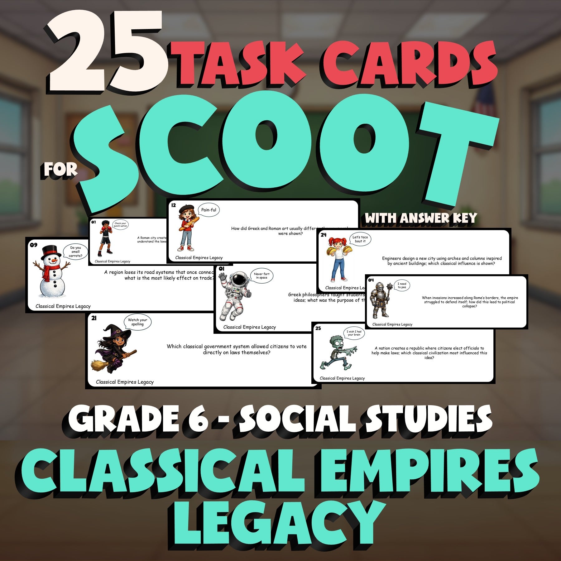 Classical Empires Legacy SCOOT TASK CARDS Socials Game - No Prep Grade 6 Review