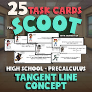 Tangent Line Concept SCOOT TASK CARDS Math Game - No Prep PreCalculus Review