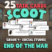 End of the War SCOOT TASK CARDS Socials Game - No Prep Grade 4 Review Activity