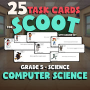 Computer Science SCOOT TASK CARDS Science Game - No Prep Grade 5 Review Activity
