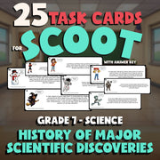 History of Major Scientific Discoveries SCOOT TASK CARDS Science Game - Grade 7