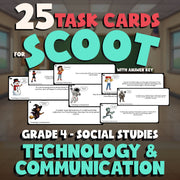 Technology & Communication SCOOT TASK CARDS Socials Game - No Prep Grade 4