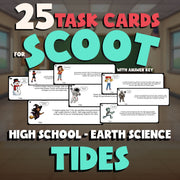 Tides SCOOT TASK CARDS Game - No Prep Earth Science Review Activity