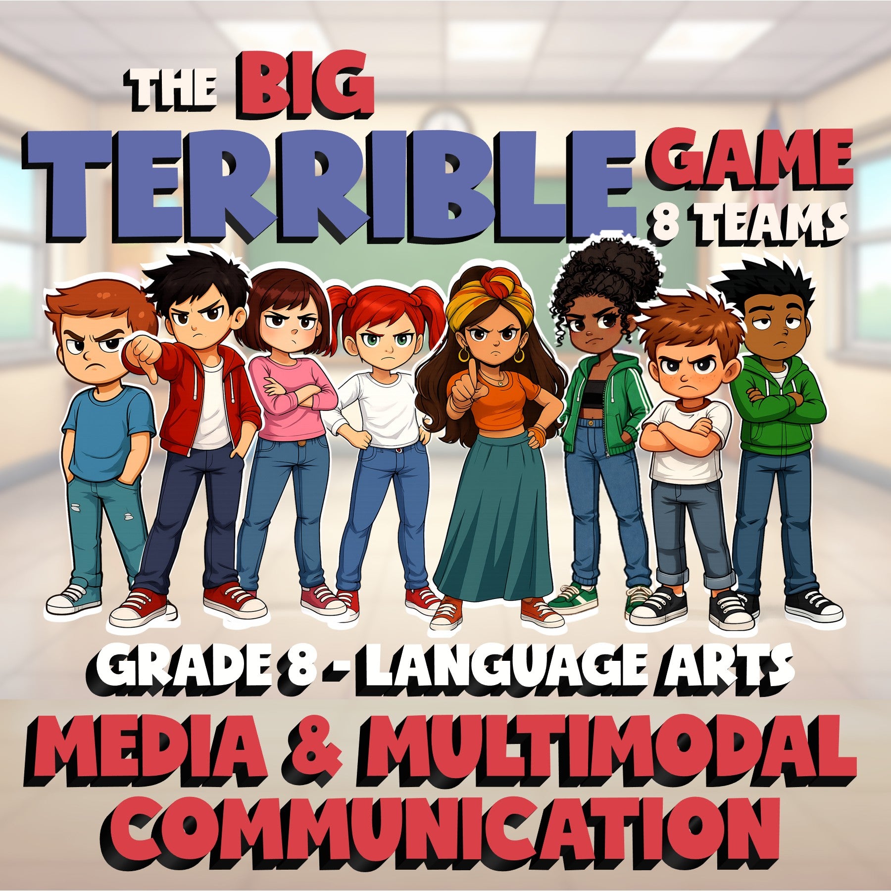 Media & Multimodal Communication BIG TERRIBLE GAME - No Prep Grade 8 ELA Review