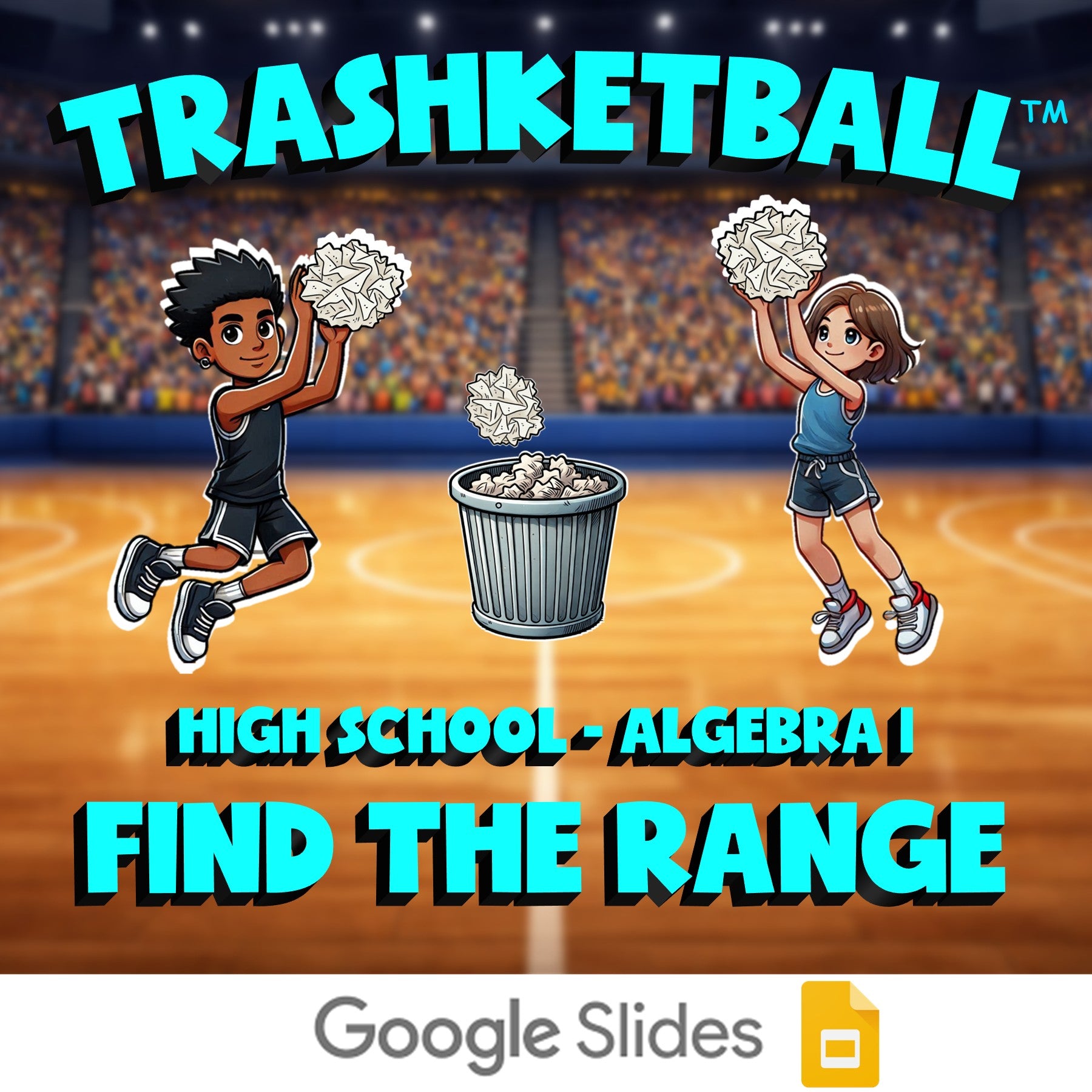 Find the Range TRASHKETBALL Math Game - No Prep Algebra 1 Review Activity