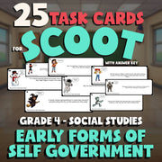 Early Forms of Self Government SCOOT TASK CARDS Socials Game - No Prep Grade 4