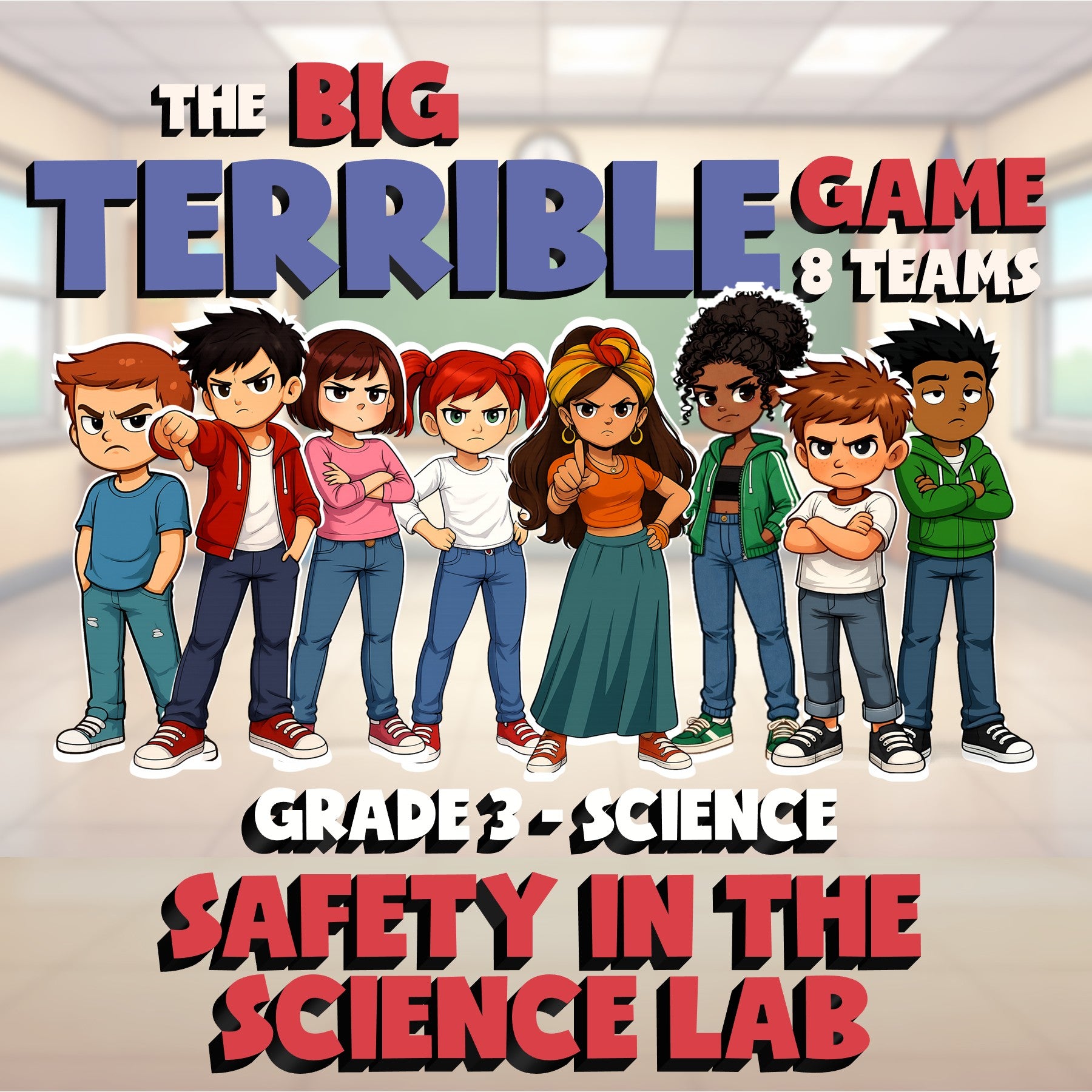Safety in the Science Lab BIG TERRIBLE GAME - No Prep Grade 3 Science Review