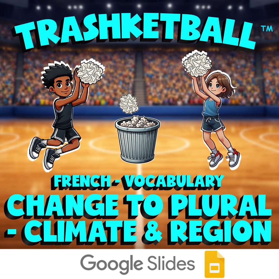 Change to Plural - Climate & Region TRASHKETBALL French Game - No Prep Exercise