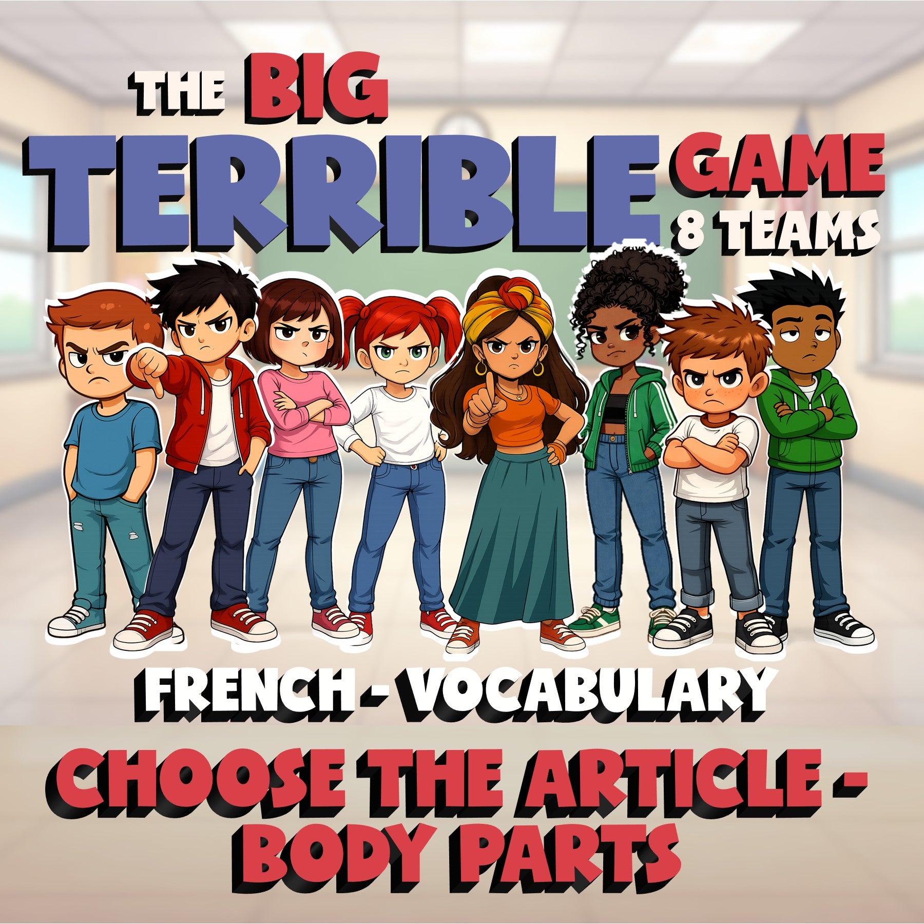 Choose The Article - Body Parts BIG TERRIBLE GAME - No Prep French Exercise