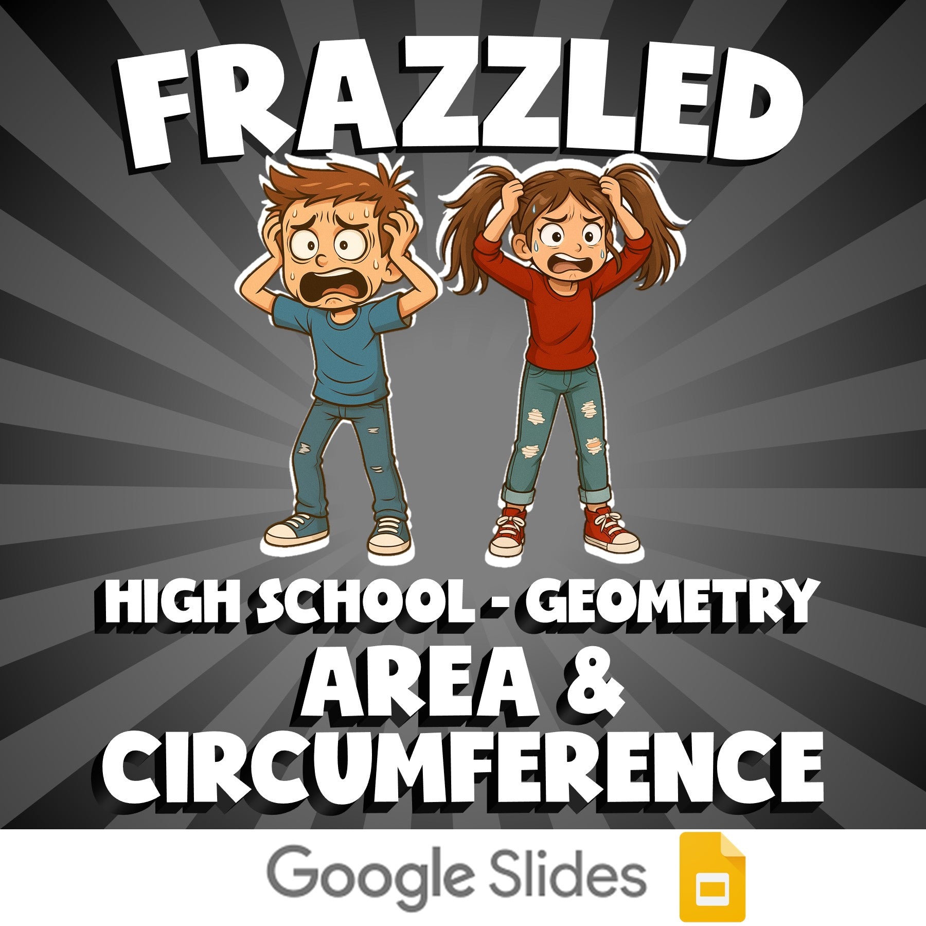 Area & Circumference FRAZZLED Math Game - No Prep Geometry Review Activity