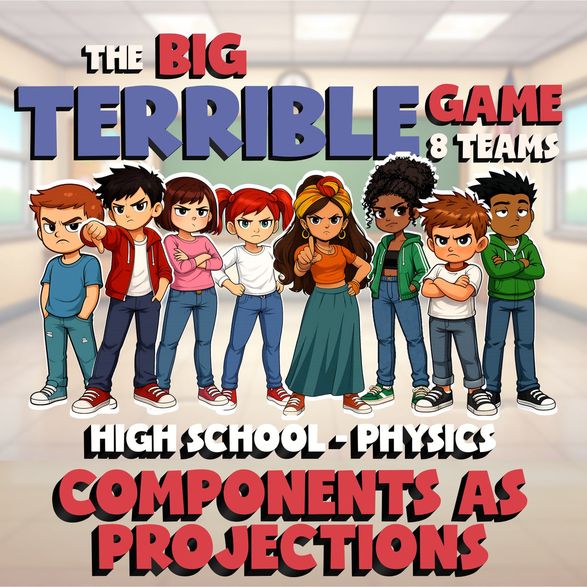 Components as Projections BIG TERRIBLE GAME - No Prep Physics Science Review