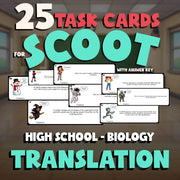 Translation SCOOT TASK CARDS Science Game - No Prep Biology Review Activity