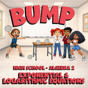 Exponential & Logarithmic Equations BUMP Math Game - No Prep Algebra 2 Review