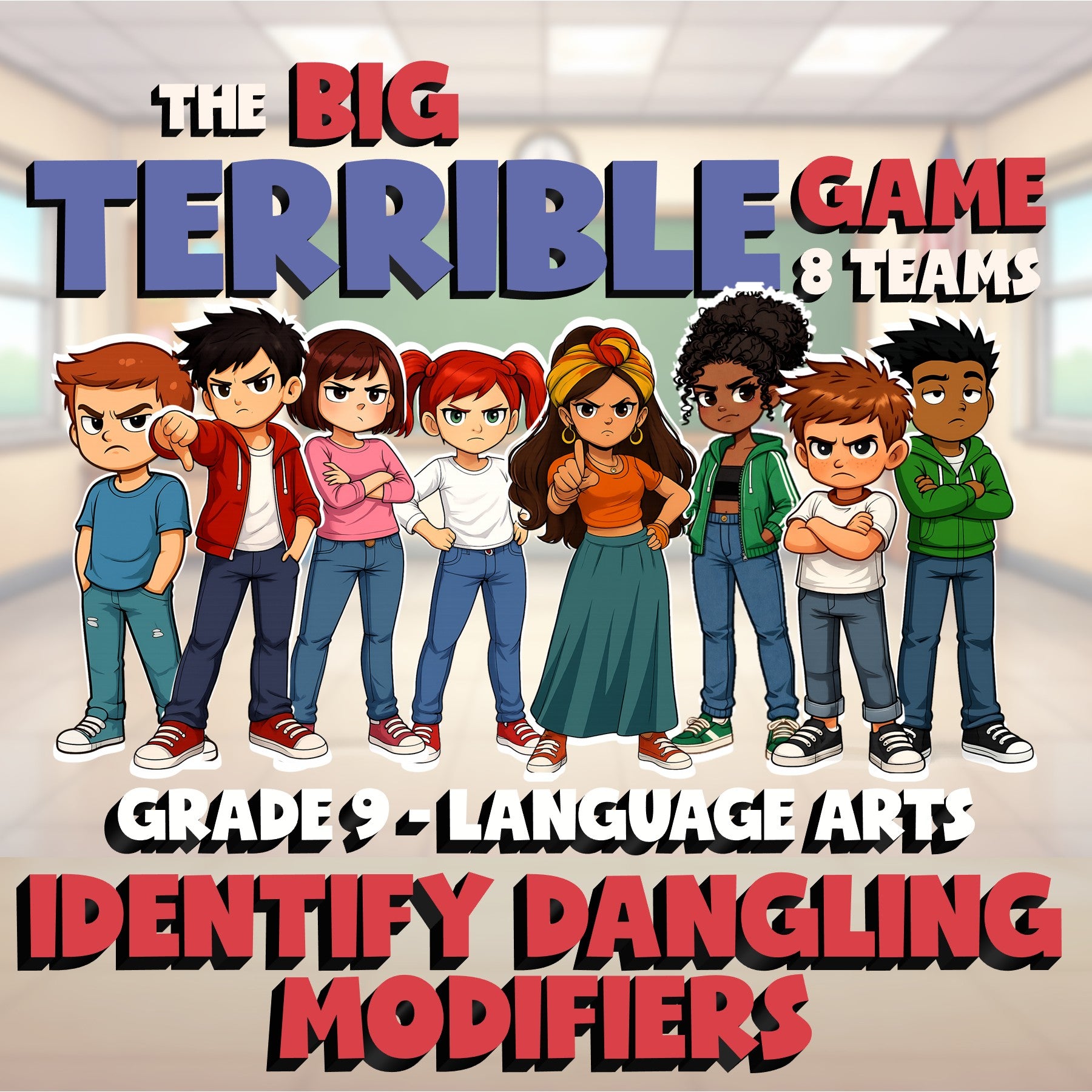Identify Dangling Modifiers BIG TERRIBLE GAME - No Prep Grade 9 ELA Review