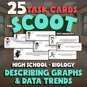 Describing Graphs & Data Trends SCOOT TASK CARDS Science Game - No Prep Biology